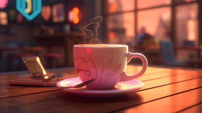 Coffee Cup Scene Lofi Wallpaper