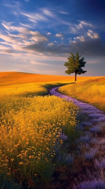 Colorful Field Nature Wallpaper iPhone