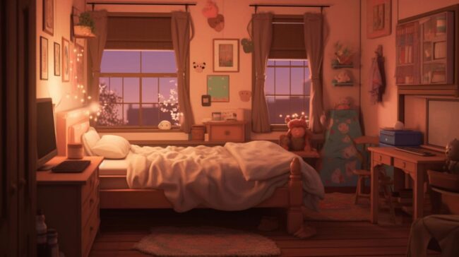 Cozy Bedroom Scene Lofi Background