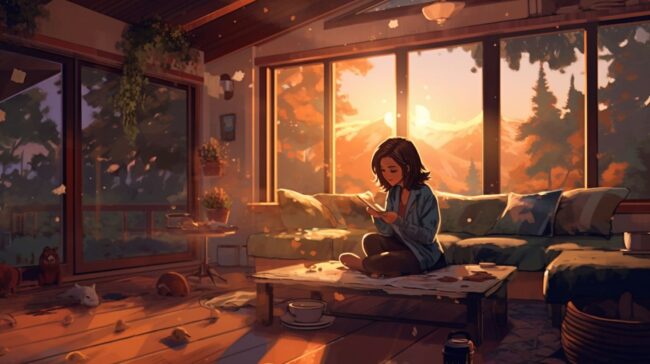 Cozy Cabin Scene Lofi Background