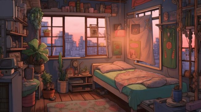 Cute Bedroom Aesthetic Lofi Background