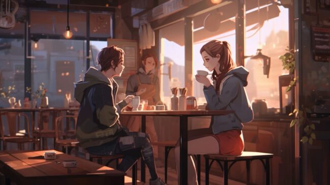 Cute Cafe Scene Lofi Background