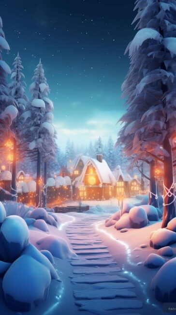 Cute Christmas Scene Winter Wallpaper