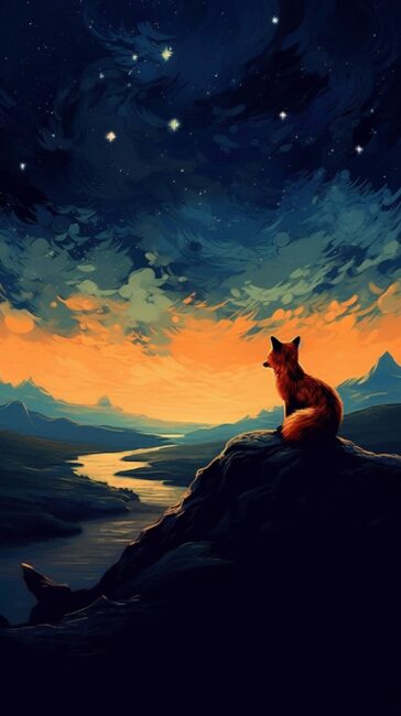 Cute Fox Dark Wallpaper Aesthetic