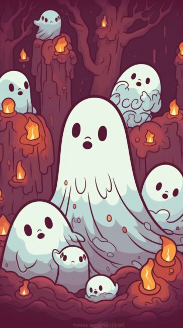Cute Ghost Halloween Background