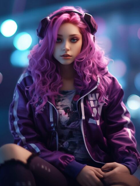 Cute Girl Aesthetic Purple Wallpaper