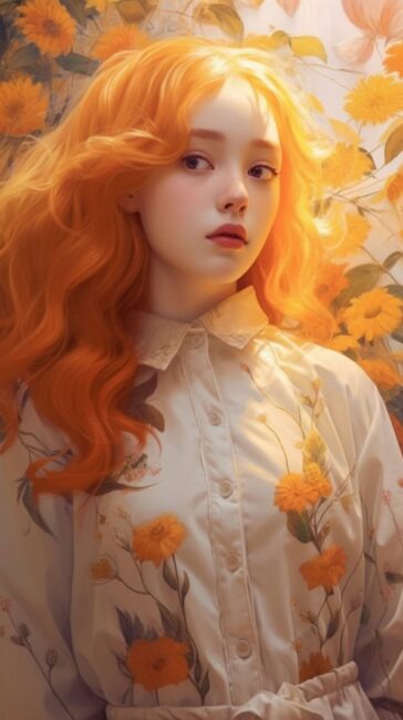 Cute Girl Orange Background