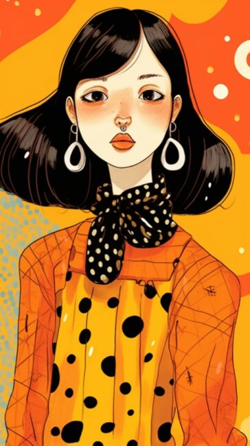 Cute Girl Orange Background Illustration