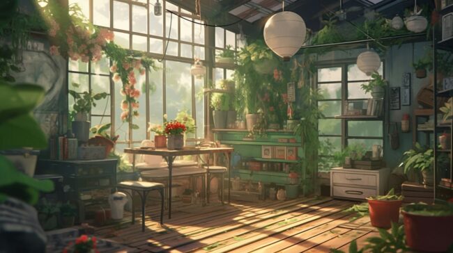 Cute Greenhouse Lofi Background