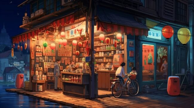 Cute Japanese Shop Lofi Background