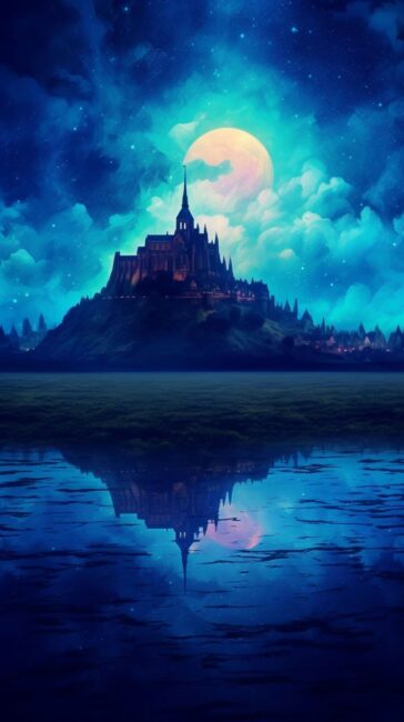 Dark Blue Background of Castle