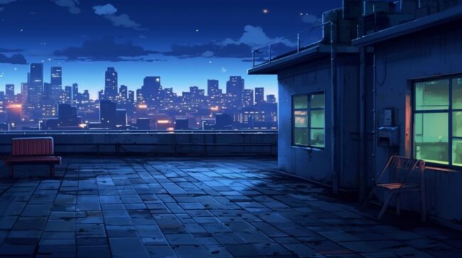 Dark Empty Rooftop Lofi Background