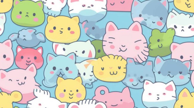 Desktop Cat Kawaii Wallpaper