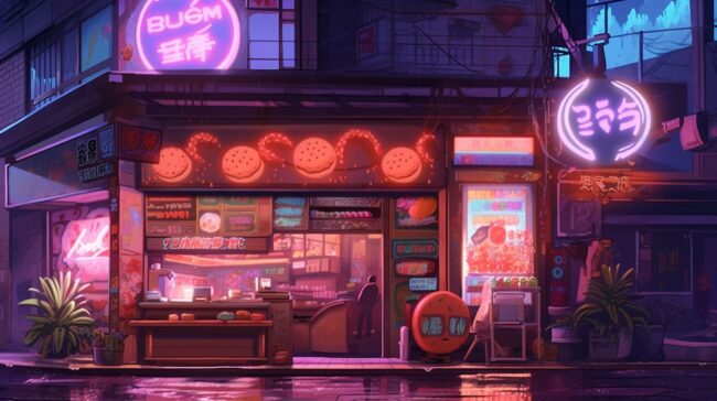 Eatery External Scene Lofi Background