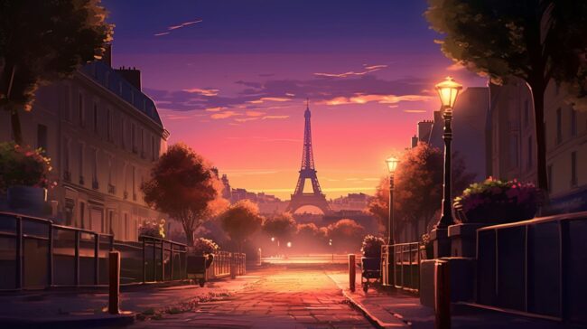Eiffel Tower at Night Lofi Background