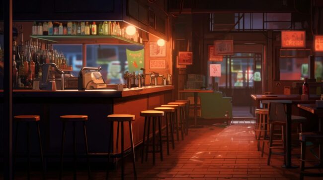 Empty Bar Scene Lofi Wallpaper