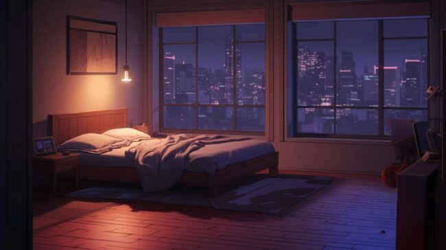 Empty Bedroom Scene Lofi Wallpaper Desktop