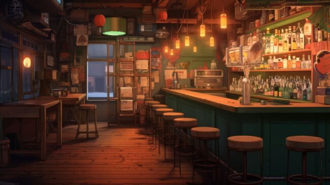 Empty Internal Bar Scene Lofi Background