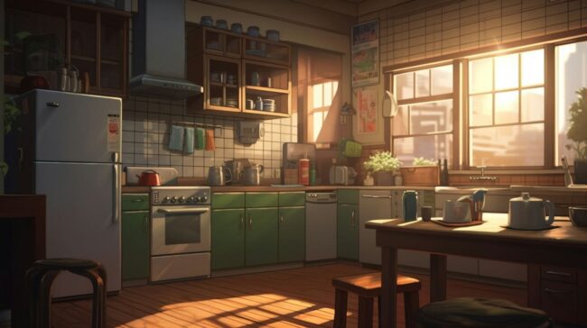 Empty Kitchen Afternoon Scene Lofi Background