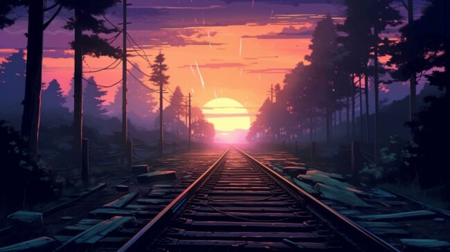 Empty Rail Track Lofi Background