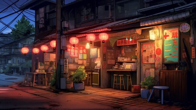 Empty Shop at Night Time Lofi Background