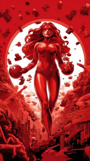 Female Superhero Red Background