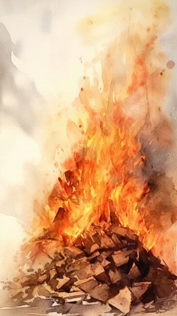 Fire Background in Watercolor