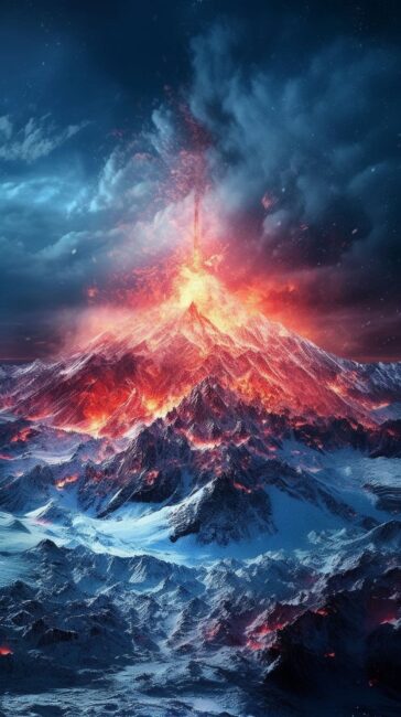 Fire and Ice Volcano Dark Wallpaper