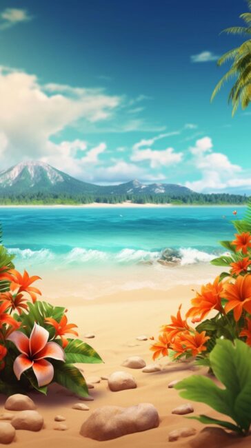 Flower Sunny Scene Beach Wallpaper