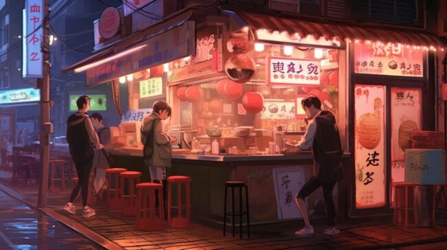 Food Stall on Street Lofi Wallpapers