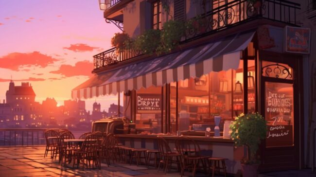 French Cafe External Scene Lofi Background