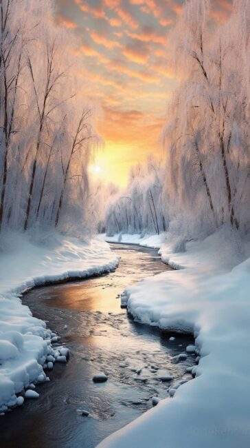 Frozen Landscape Winter Wallpaper
