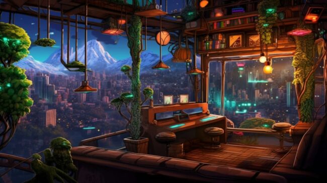 Futuristic City View Lofi Background Desktop