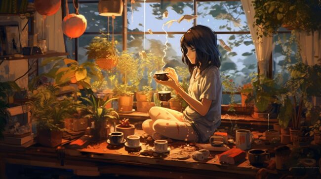 Girl Making Tea Lofi Background