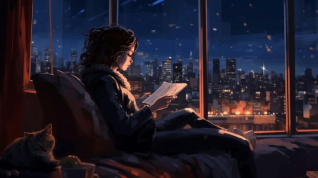 Girl Reading by the Window Lofi Background