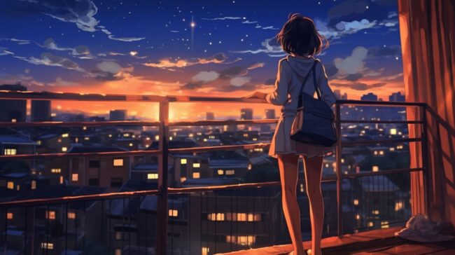 Girl Standing on the Balcony Lofi Background