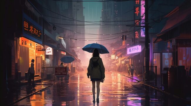 Girl Walking in the Distance Lofi Background