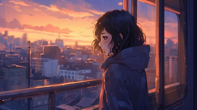 Girl Window Scene Lofi Background