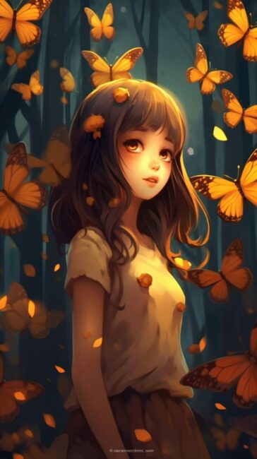 Girl and Butterflies Anime Wallpapers