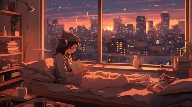 Girl in bedroom Lofi Background