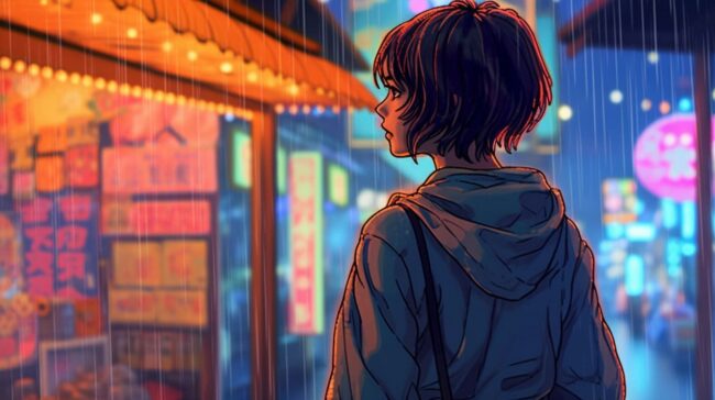 Girl in the rain Lofi Background