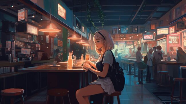 Girl sitting Alone Lofi Background