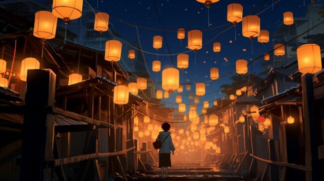 Glowing Paper Lanterns Lofi Background