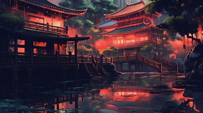 Glowing Temples Lofi Wallpaper