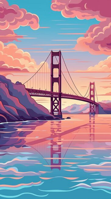 Golden Gate Bridge Pastel Wallpaper