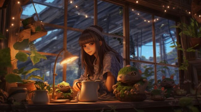Green House Plants Lofi Background