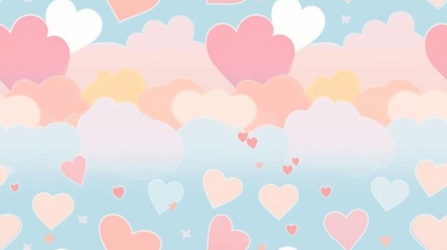 Heart Clouds Pastel Background