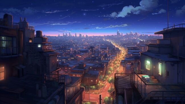 Houses and City Scene Lofi Wallpaper