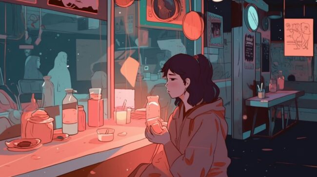 Illustrative Lofi Background Scene
