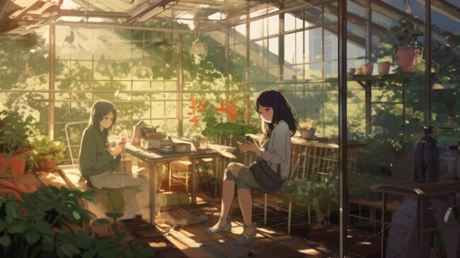 Interior Green House Lofi Wallpaper
